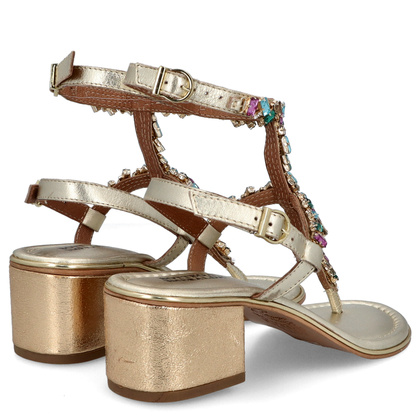 Zdobne sandały na obcasie - BOTTEGA SMERALDA 407CLC ZŁOTE