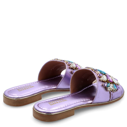 Eleganckie klapki ze skóry - BOTTEGA SMERALDA 215WLD FIOLETOWE