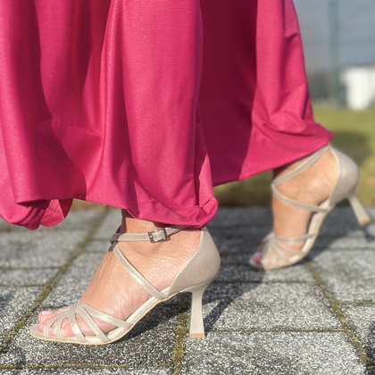 Skórzane sandałki do tańca - KOTYL 4370 ZŁOTY EF