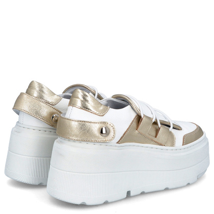 Sneakersy na lekkiej podeszwie - TYMOTEO R1001 BIAŁO-ZŁOTE