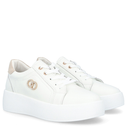 Skórzane sneakersy damskie - FILIPPO DP6721/25 BIAŁE