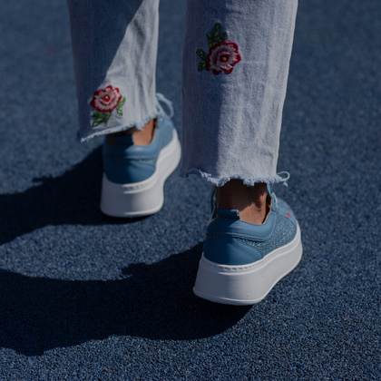 Sneakersy damskie premium - GIO+ PIA350B NIEBIESKIE