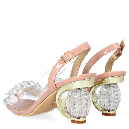 Sandały na modnym obcasie - SCAVIOLA H-06 RÓŻOWE