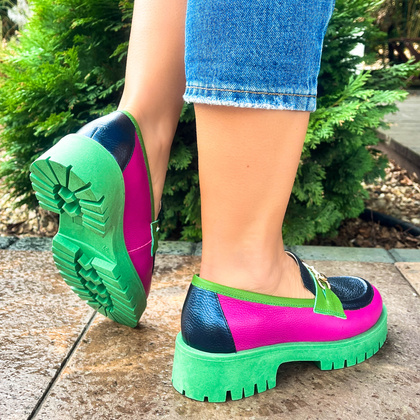 Kolorowe mokasyny ze skóry - TYMOTEO A1003 KOLOROWE