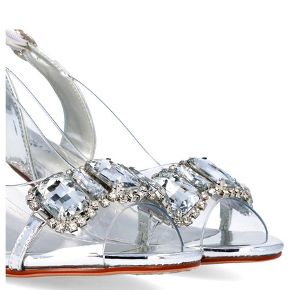 Sandały na ozdobnym obcasie - SCAVIOLA S-145 SREBRNE