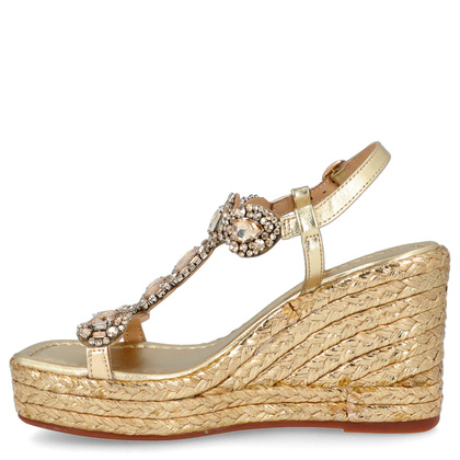 Hiszpańskie sandały na koturnie - ALMA EN PENA V251270 ZŁOTE