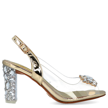 Sandały na modnym obcasie - SCAVIOLA S-206 ZŁOTE