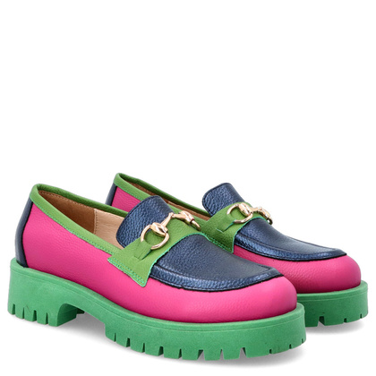 Kolorowe mokasyny ze skóry - TYMOTEO A1003 KOLOROWE