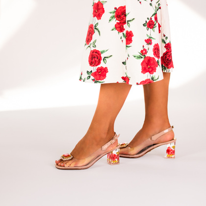 Silikonowe sandały na modnym obcasie - SCAVIOLA S-354 BEŻOWE