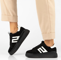Skórzane sneakersy damskie - FILIPPO DP7175/25 CZARNE