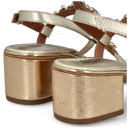 Zdobne sandały na obcasie - BOTTEGA SMERALDA 407CLC ZŁOTE