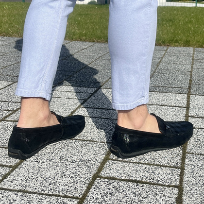 Eleganckie mokasyny męskie - JOHN DOUBARE 628A-3-H04X CZARNE