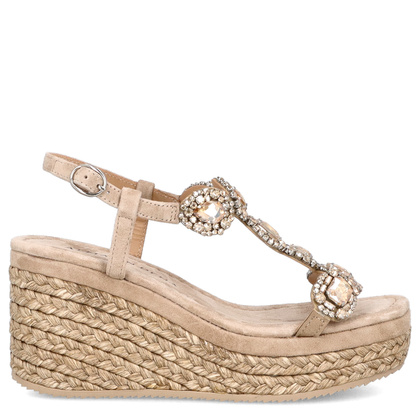 Hiszpańskie sandały na koturnie - ALMA EN PENA V251350 BEŻOWE