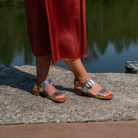 Eleganckie sandały ze skóry - OH! MY SANDALS 5609 ZŁOTO SREBRNE