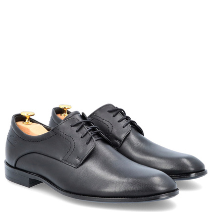 Skórzane półbuty wizytowe - LEADER 396-459 CZARNE