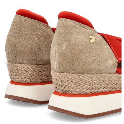 Hiszpańskie sneakersy na koturnie - GIOSEPPO 74059 BEŻOWO-CZERWONE