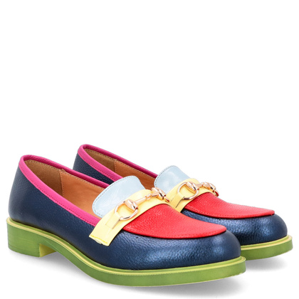 Kolorowe skórzane mokasyny - TYMOTEO A1005 MULTIKOLOR