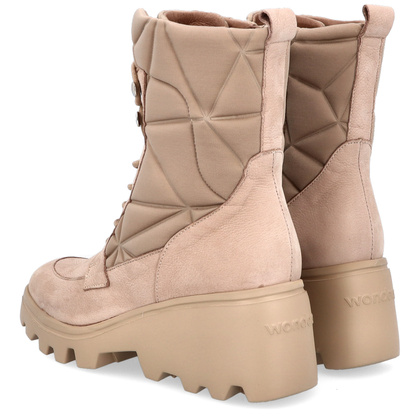 Skórzane botki na platformie - WONDERS G-7004 JASNY BRĄZ