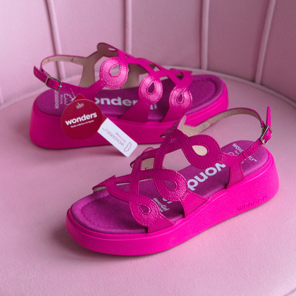 Hiszpańskie sandały - WONDERS A-4503 RÓŹOWE