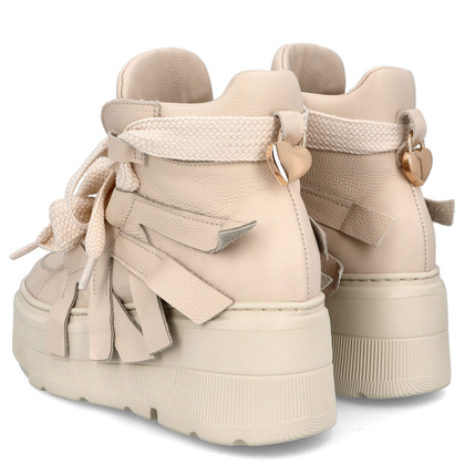 Wysokie sneakersy sznurowane - CHEBELLO 4561 BEŻOWE