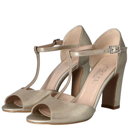 Taneczne sandałki na słupku - KOTYL 5935 ZŁOTY EF