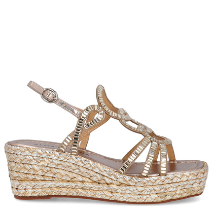 Hiszpańskie sandały na niskim koturnie - ALMA EN PENA V2551454 ZŁOTE