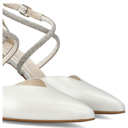 Szpilki ślubne z błyszczącymi paseczkami - KOTYL 3713 ECRU PERŁOWE