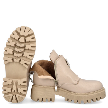 Botki na grubszym spodzie - LEMAR 60451 BEŻOWE