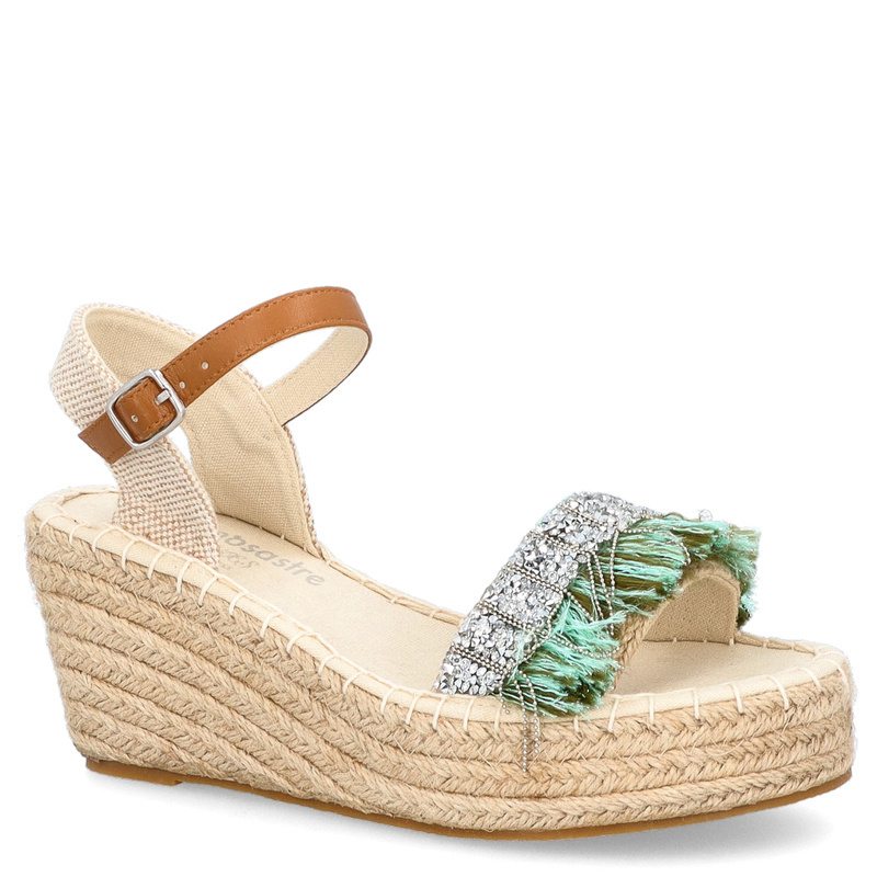 Hiszpańskie sandały na koturnie - SIMÓ SASTRE SS22/BX9232/VE BEŻOWO ZIELONE