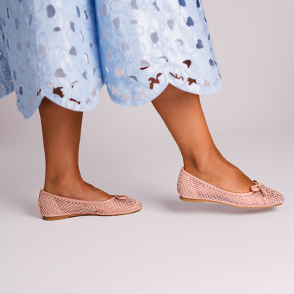 Modne baleriny z siateczki - SCAVIOLA S-430 RÓŻOWE