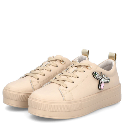 Sportowe buty damskie z owadem - FILIPPO DP6042/24 BEŻOWE