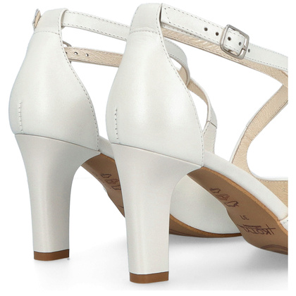 Taneczne sandałki ze skóry - KOTYL 4325 ECRU PERŁOWE