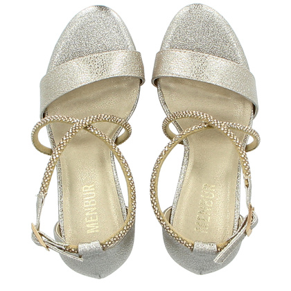 Sandałki z ozdobnymi paseczkami - MENBUR 25715 ZŁOTE