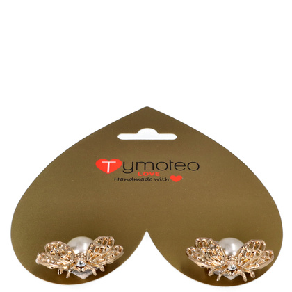 Klipsy do butów pszczółki z perłami - TYMOTEO LOVE T47 ZŁOTE