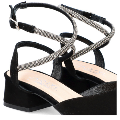 Czółenka z ozdobnymi paseczkami - KOTYL 9939 CZARNE