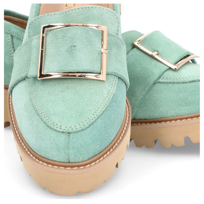 Skórzane półbuty z klamrą - TYMOTEO M2144 ZIELONE