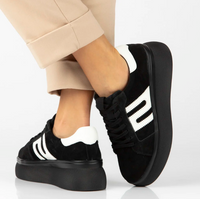 Skórzane sneakersy damskie - FILIPPO DP7175/25 CZARNE