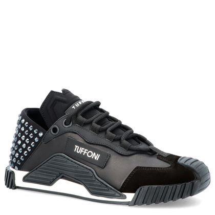 Modne sneakersy ze skóry - TUFFONI 3623009LL CZARNE
