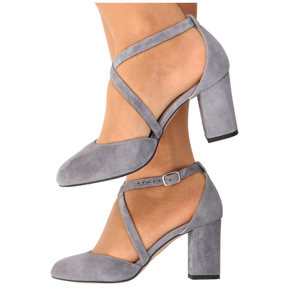 Taneczne czółenka ze skóry - KOTYL 7075 SZARE