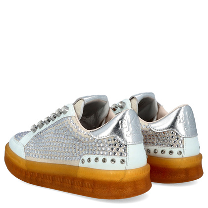 Błyszczące sneakersy damskie - EKP 3929K BIAŁE