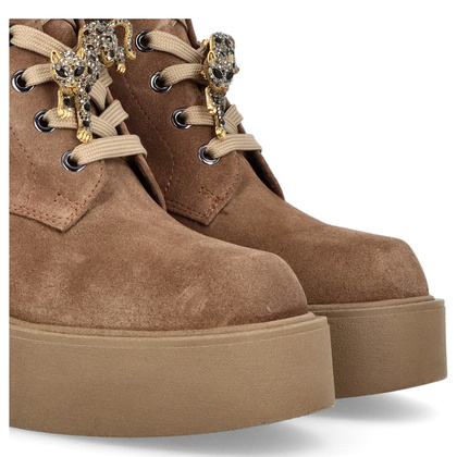 Sznurowane botki ze skóry - KARINO 5323 BRĄZOWE