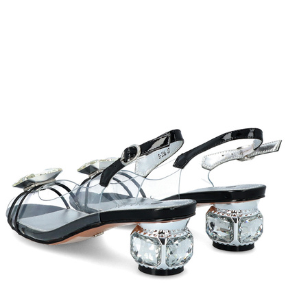 Silikonowe sandały na ozdobnym obcasie - SCAVIOLA S-236 CZARNE