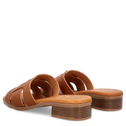 Wygodne klapki ze skóry - OH! MY SANDALS 5600 BRĄZOWE