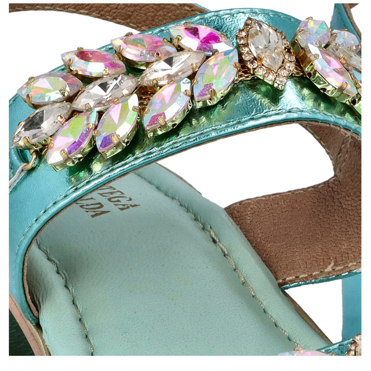 Eleganckie sandały ze skóry - BOTTEGA SMERALDA 3LN24C NIEBIESKIE