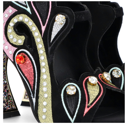 Efektowne sandały na ozdobnym słupku - SCAVIOLA S-152 CZARNE