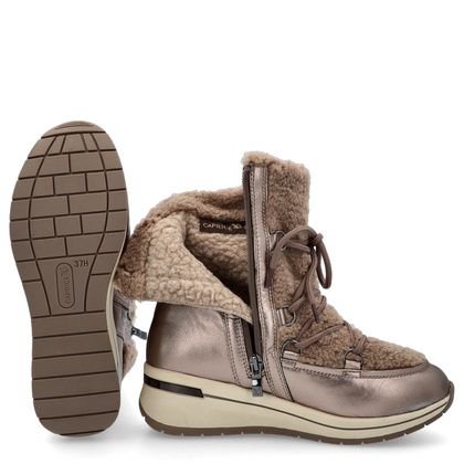 Śniegowce damskie z wiązaniem - CAPRICE 9-26222-43 ZŁOTE METALICZNE