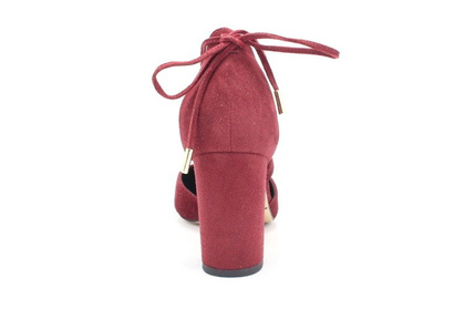 Wiązane na kostce, taneczne - KOTYL 5899 BORDOWE