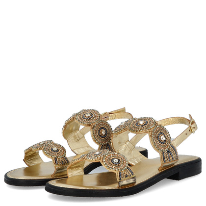 Eleganckie zdobne sandały - LEJADE 3755 ZŁOTE