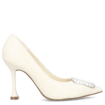 Klasyczne szpilki z ozdobą - MENBUR 24512 KREMOWE