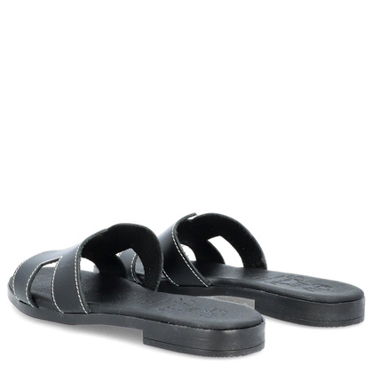 Wygodne klapki ze skóry - OH! MY SANDALS 5566 CZARNE